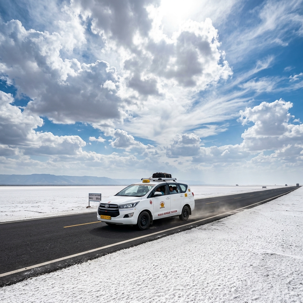 Innova Taxi on road to heaven Rann of Kutch